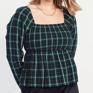 Old Navy Plaid Peplum Top